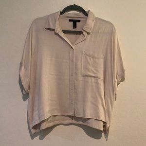 Cream Oversized Pocket Crop